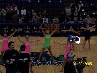 Alyssa dancing at the TWolves Game